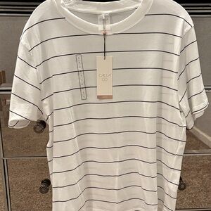 NWT Calia Everyday Relax Tee Shirt White/Black Striped L
